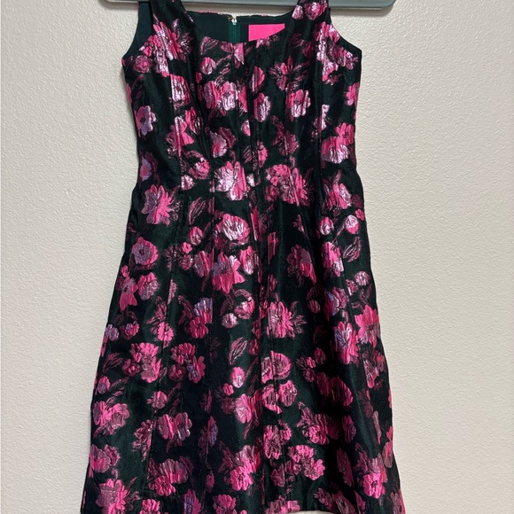 Lilly Pulitzer Dresses & Skirts - Lilly Pulitzer Leya Metallic Black and Pink Floral Mini Dress size 4